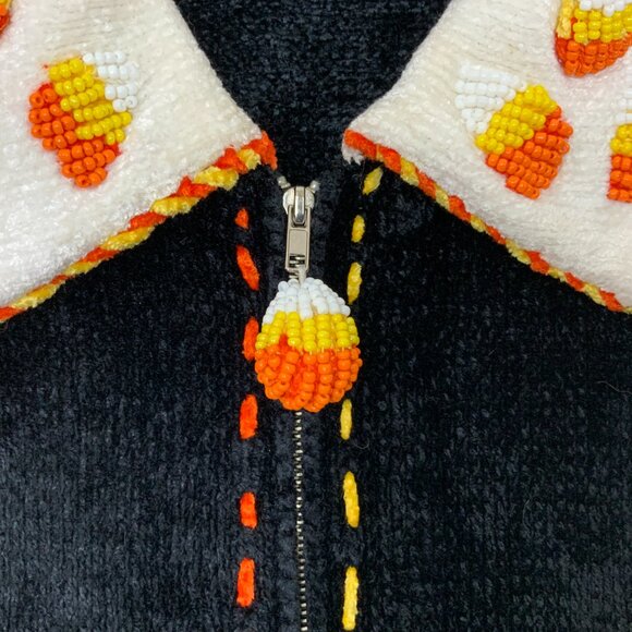 Vintage The Collective Works of Berek 2 Black Halloween Beaded Vest Sz M - Picture 12 of 16